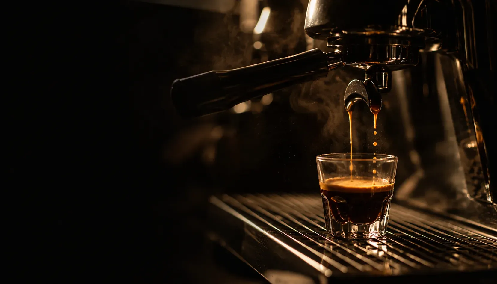 Espresso machine pouring a shot